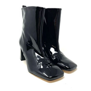Good American Black Patent Leather Boots Size 6.5 Square Toe GA165P-E